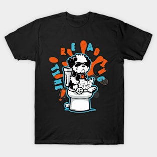 Dog reading on the toilet 95015 T-Shirt